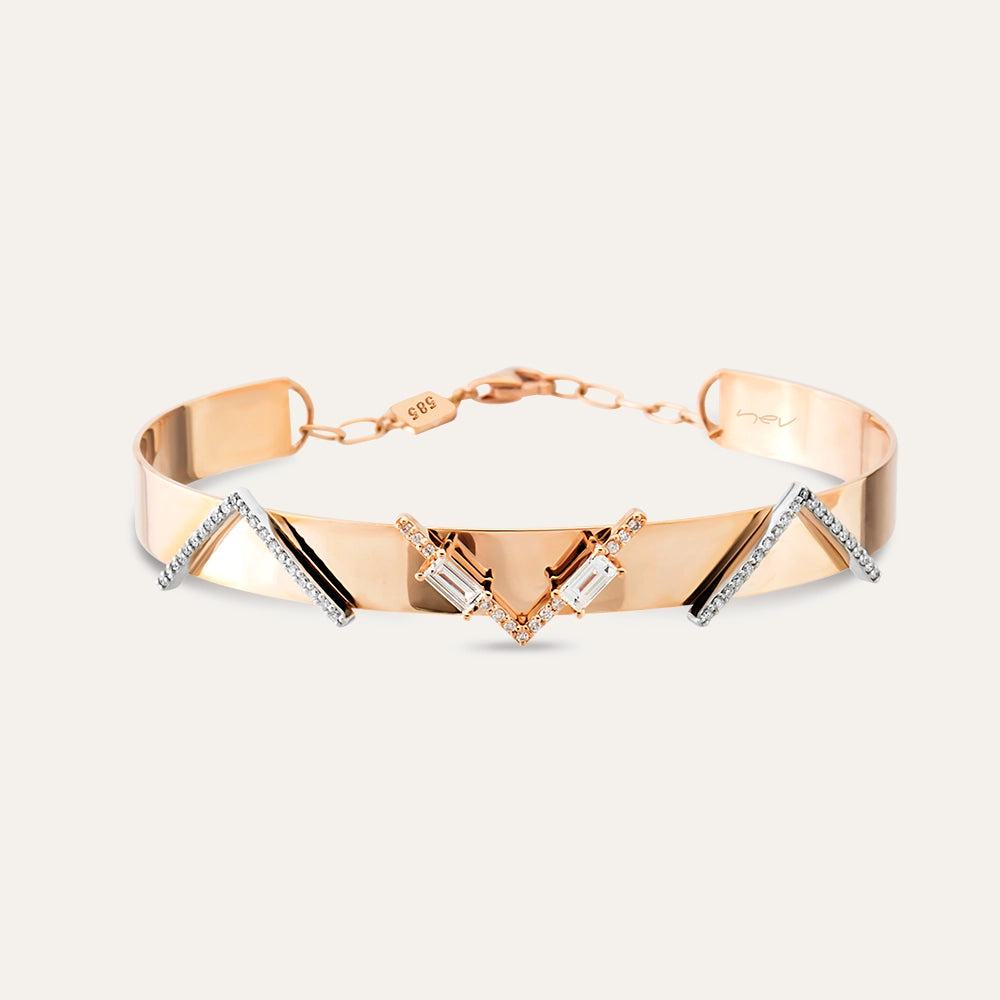 Feronia 0.46 CT Baget Kesim Pırlanta Taşlı Rose Altın Bileklik