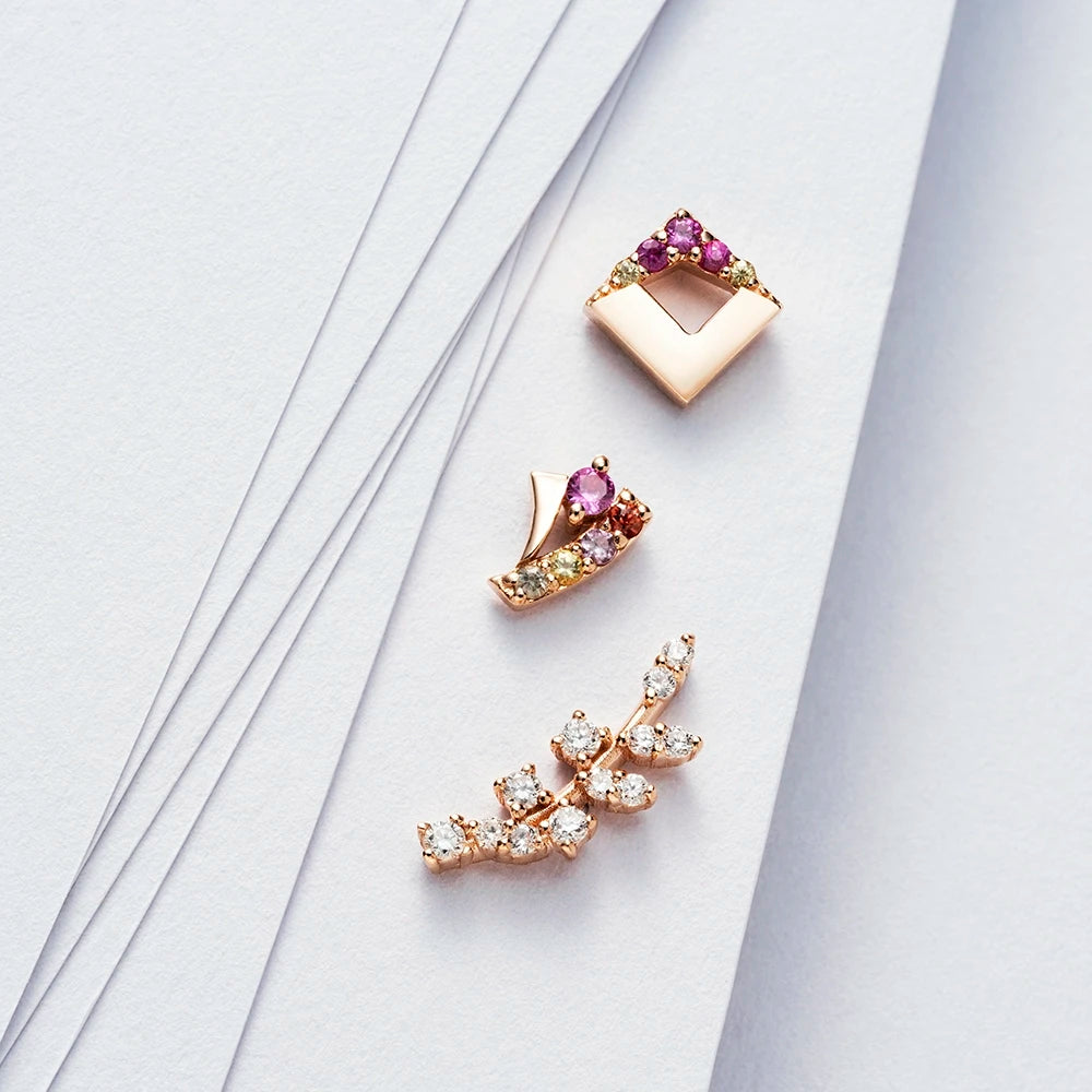 Fey Multciolor Safir Taşlı Rose Altın Piercing