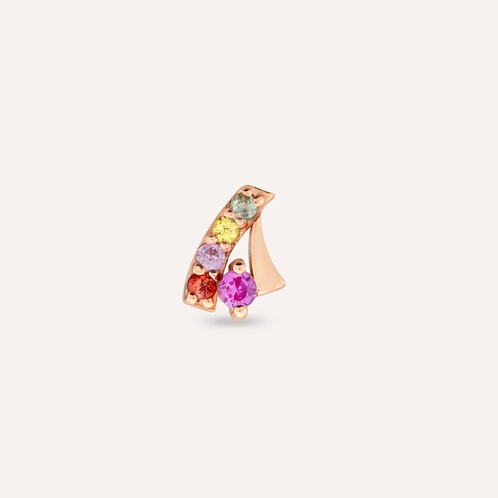 Fey Multciolor Safir Taşlı Rose Altın Piercing