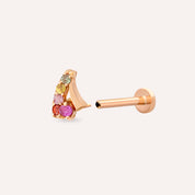 Fey Multciolor Safir Taşlı Rose Altın Piercing