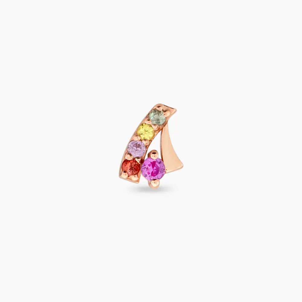 Fey Multciolor Safir Taşlı Rose Altın Piercing