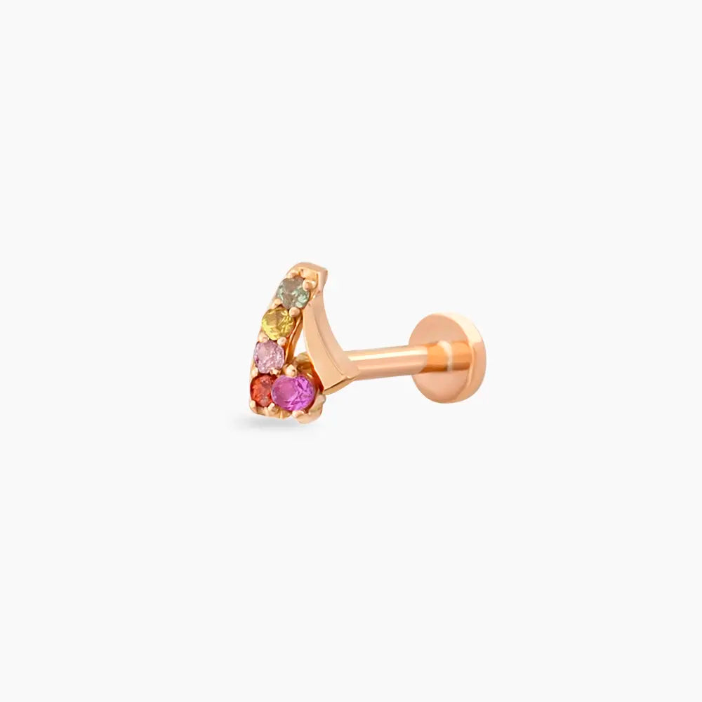 Fey Multciolor Safir Taşlı Rose Altın Piercing
