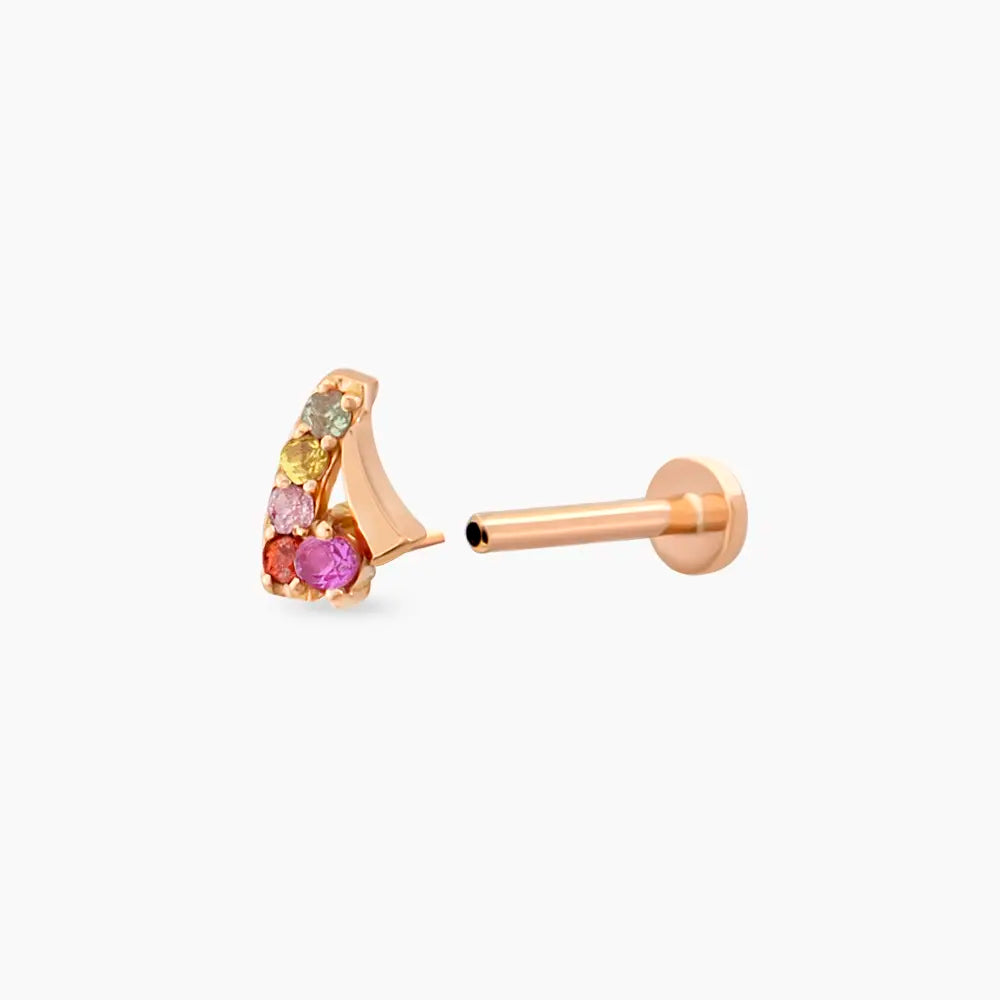 Fey Multciolor Safir Taşlı Rose Altın Piercing