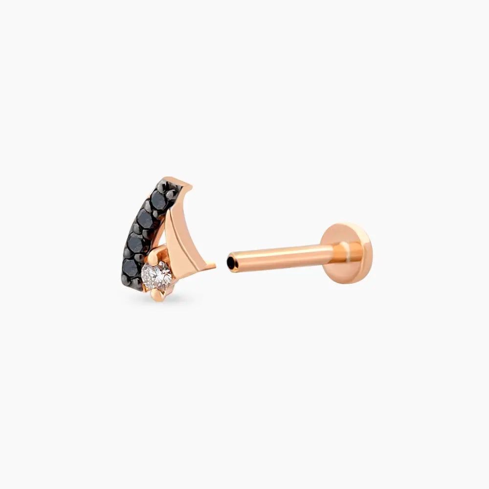 Fey Siyah Pırlanta Taşlı Rose Altın Piercing