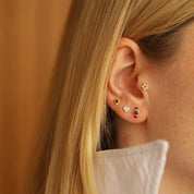 Feya Yakut Taşlı Sarı Altın Piercing