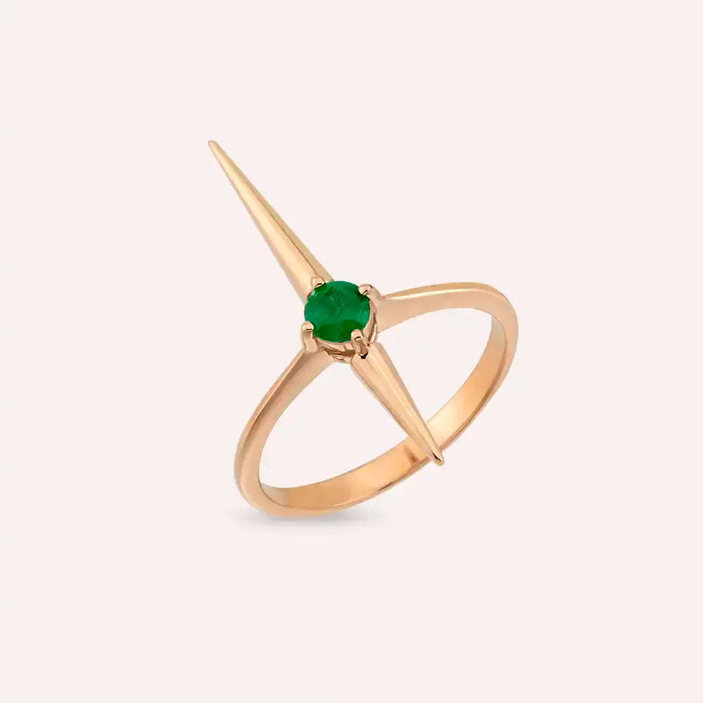 Filo 0.19 CT Zümrüt Taşlı Rose Altın Yüzük