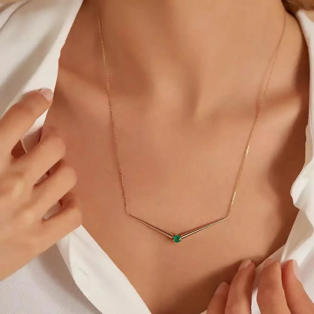 Filo Zümrüt Taşlı Rose Altın Kolye