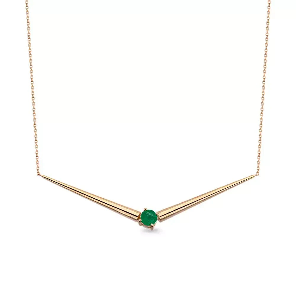 Filo Zümrüt Taşlı Rose Altın Kolye