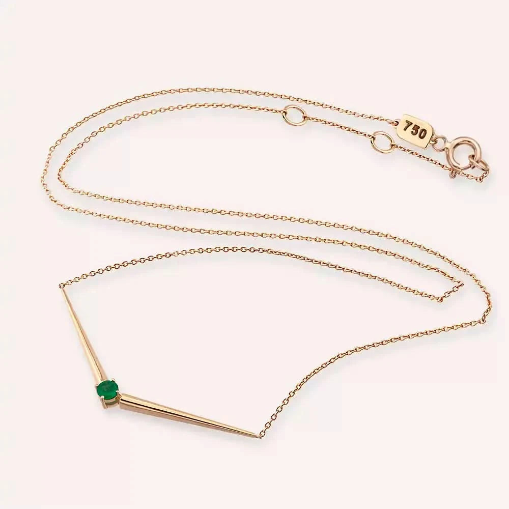 Filo Zümrüt Taşlı Rose Altın Kolye