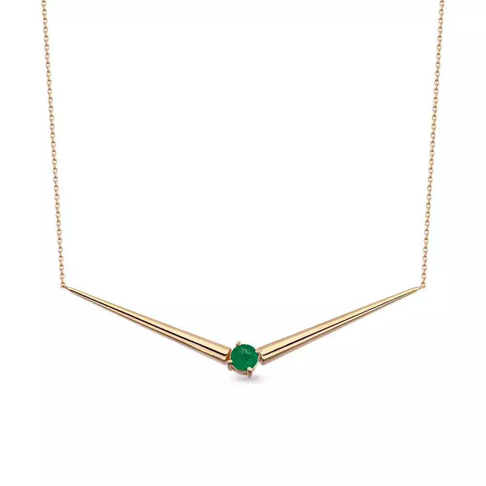 Filo Zümrüt Taşlı Rose Altın Kolye