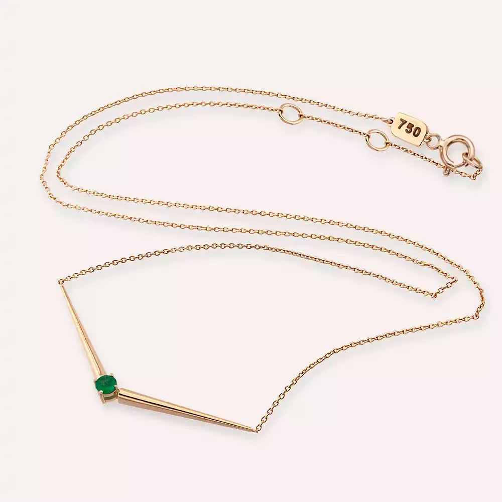 Filo Zümrüt Taşlı Rose Altın Kolye