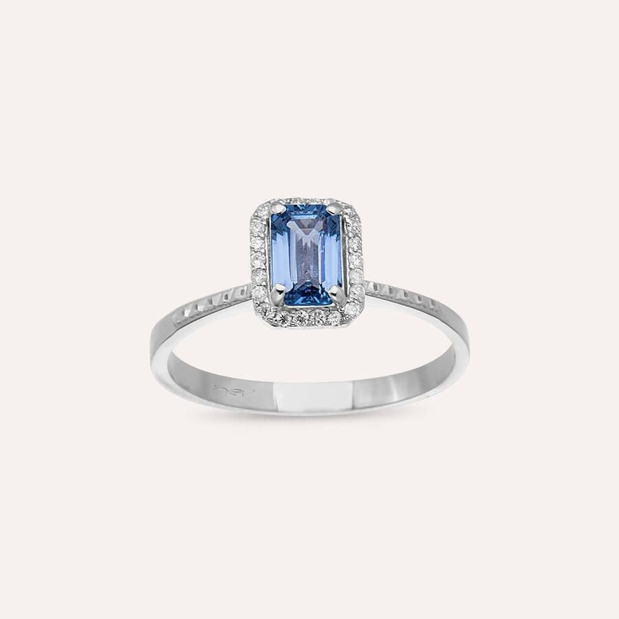 Fiona 0.63 CT Blue Safir ve Pırlanta Taşlı Beyaz Altın Yüzük - Tufanlar Kuyumculuk