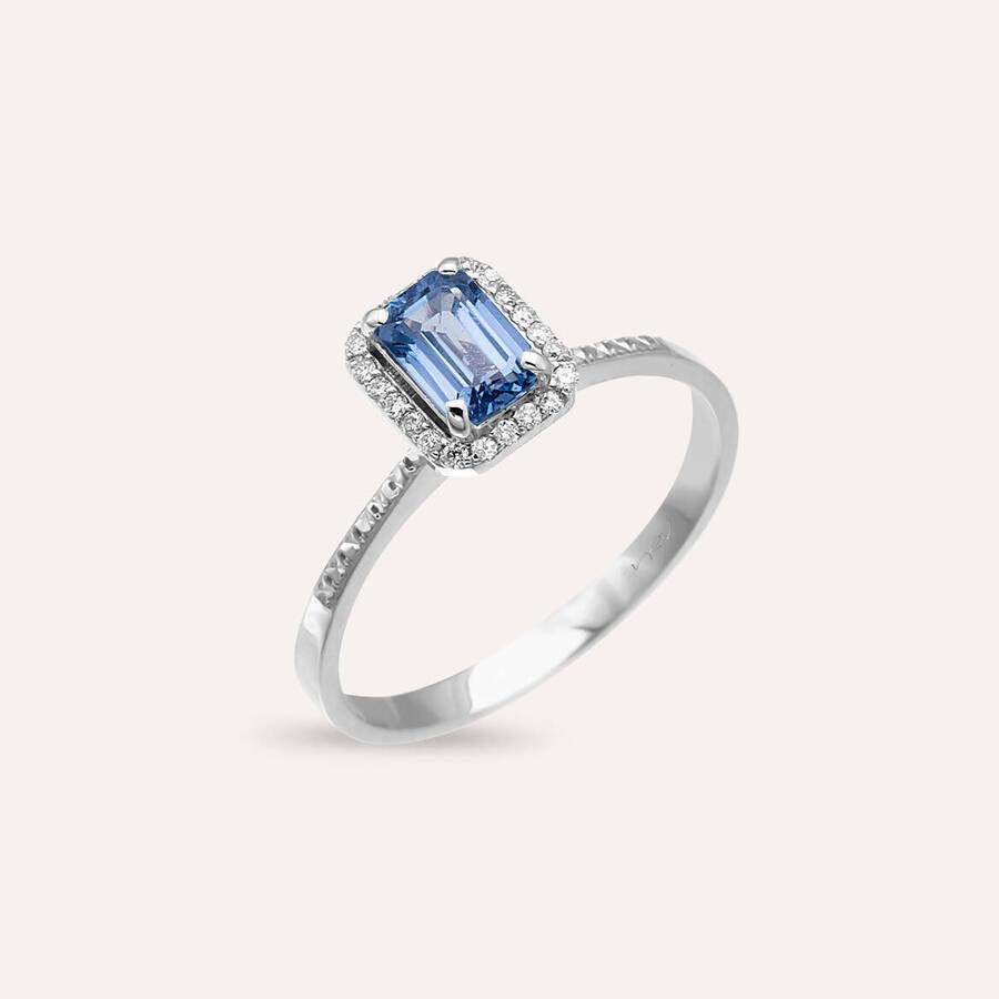 Fiona 0.63 CT Blue Safir ve Pırlanta Taşlı Beyaz Altın Yüzük - Tufanlar Kuyumculuk