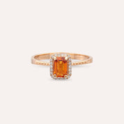 Fiona 0.70 CT Orange Safir ve Pırlanta Taşı Rose Altın Yüzük - Tufanlar Kuyumculuk