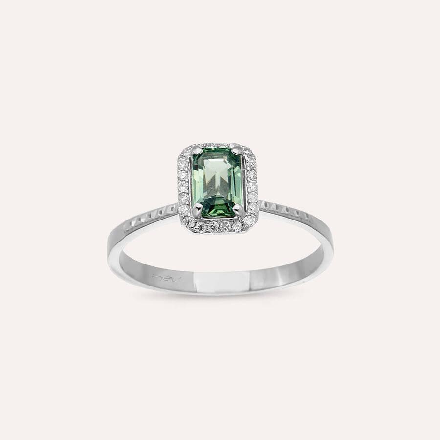 Fiona 0.83 CT Green Safir ve Pırlanta Taşlı Beyaz Altın Yüzük - Tufanlar Kuyumculuk