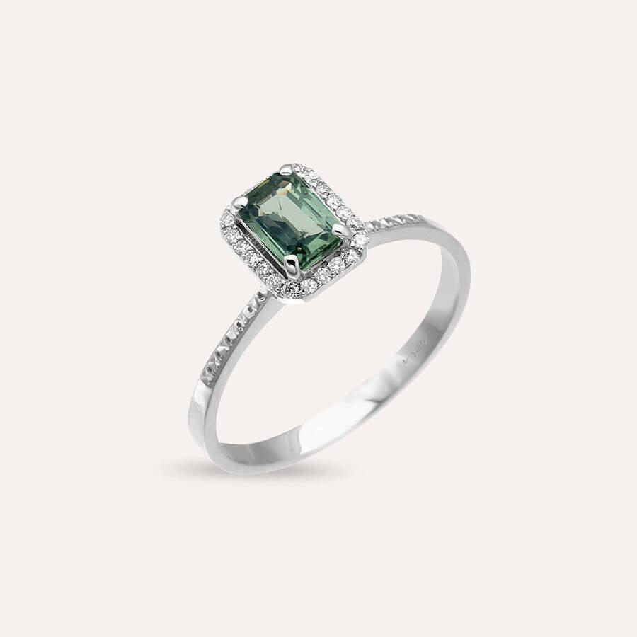 Fiona 0.83 CT Green Safir ve Pırlanta Taşlı Beyaz Altın Yüzük - Tufanlar Kuyumculuk