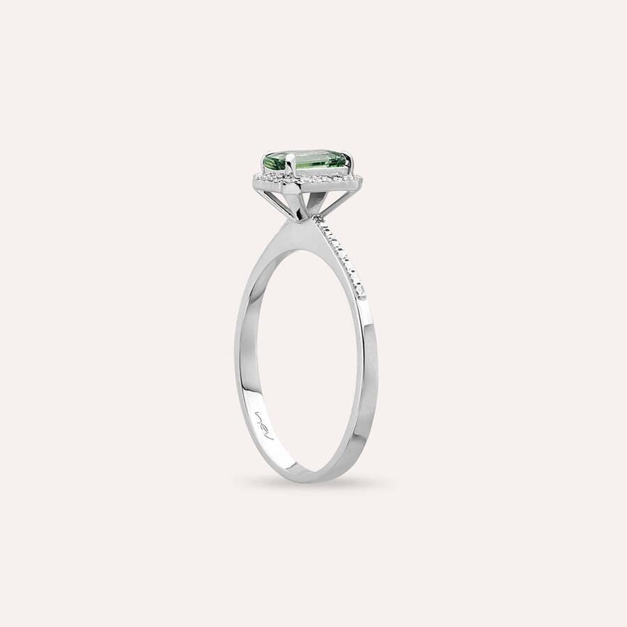 Fiona 0.83 CT Green Safir ve Pırlanta Taşlı Beyaz Altın Yüzük - Tufanlar Kuyumculuk