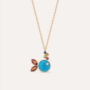 Fish 0.38 CT Multicolor Safir ve Pırlanta Taşlı Mavi Mineli Balık Kolye