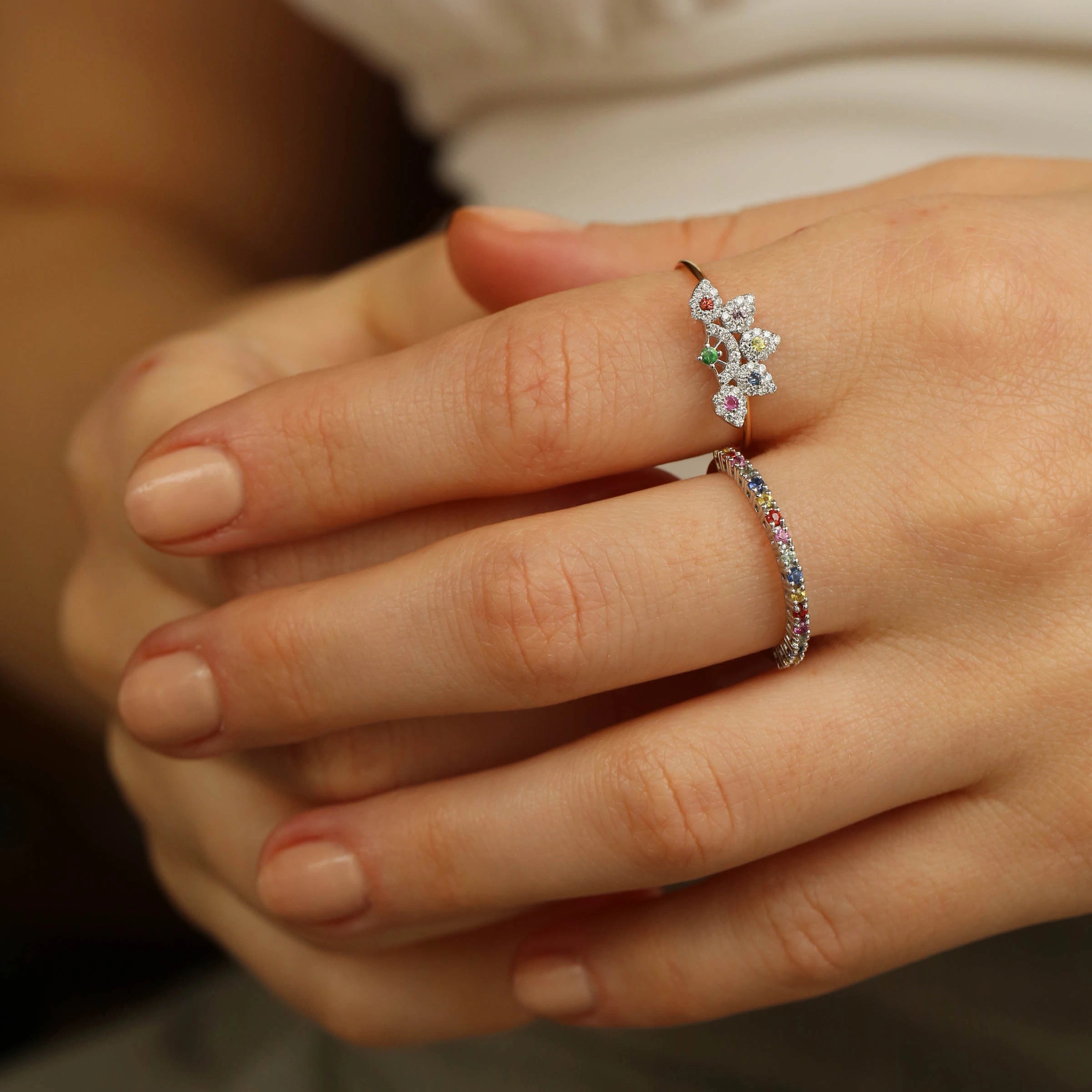 Flare 0.25 CT Multicolor Safir ve Pırlanta Taşlı Yüzük