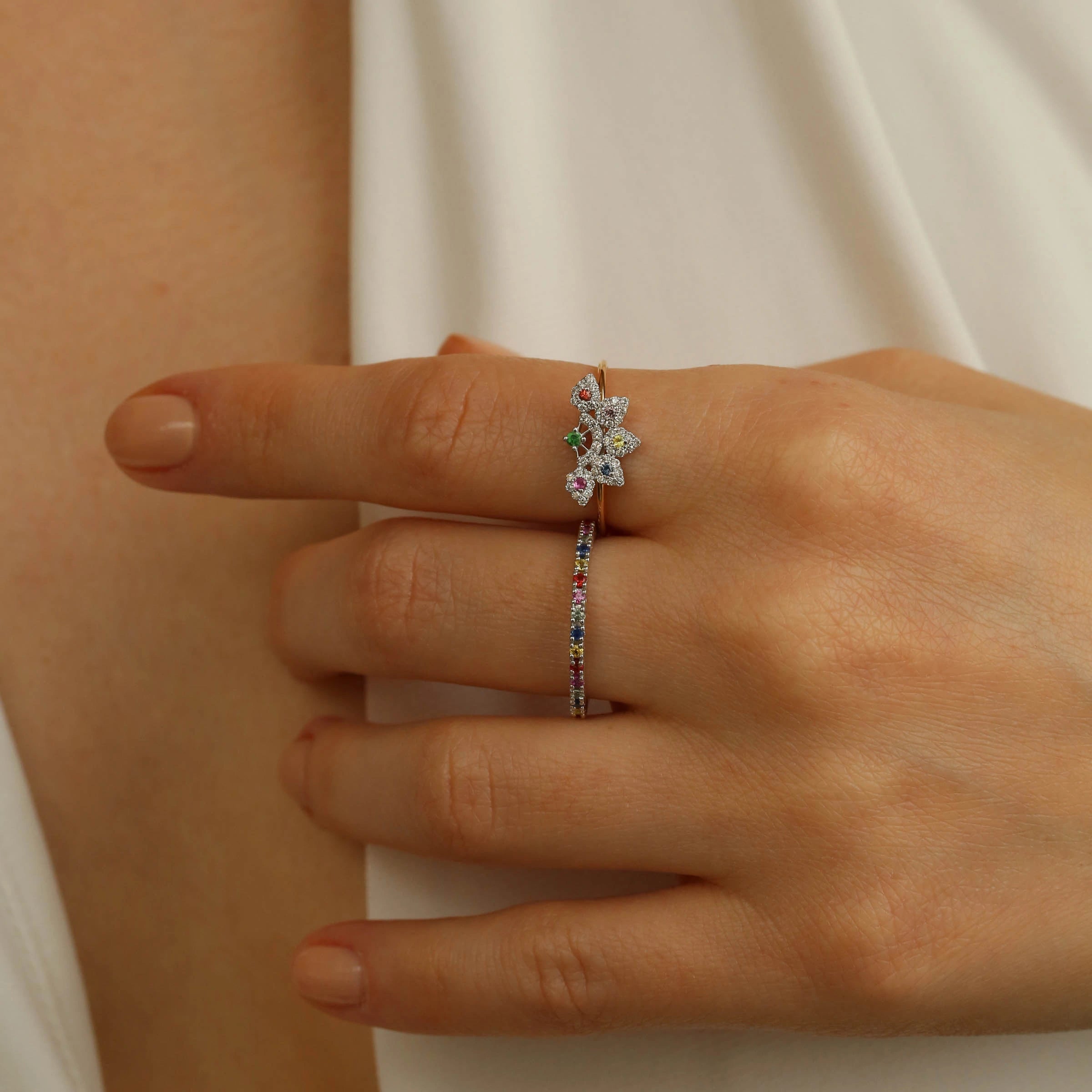 Flare 0.25 CT Multicolor Safir ve Pırlanta Taşlı Yüzük