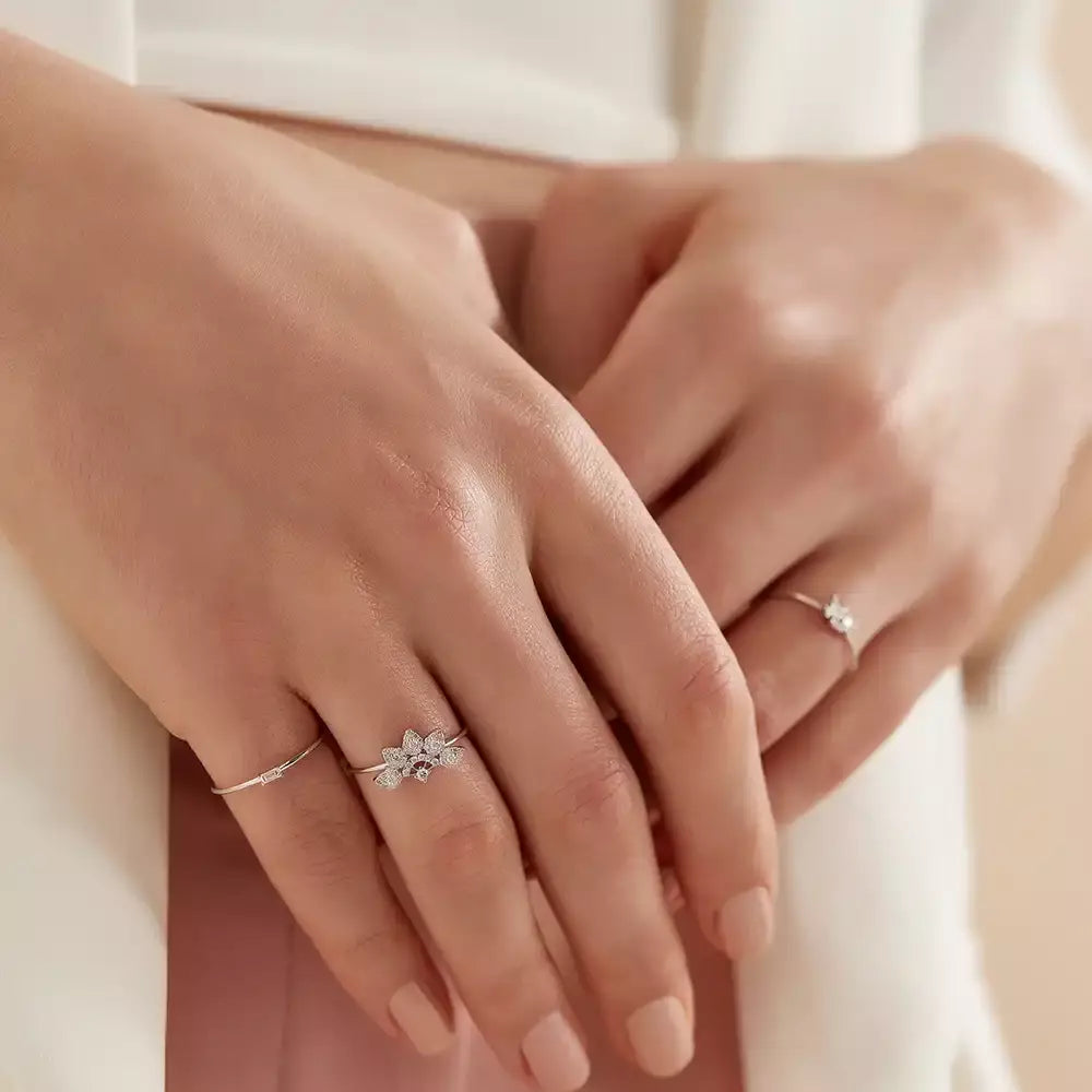 Sparkle 0.26 CT Pırlanta Taşlı Beyaz Altın Yüzük