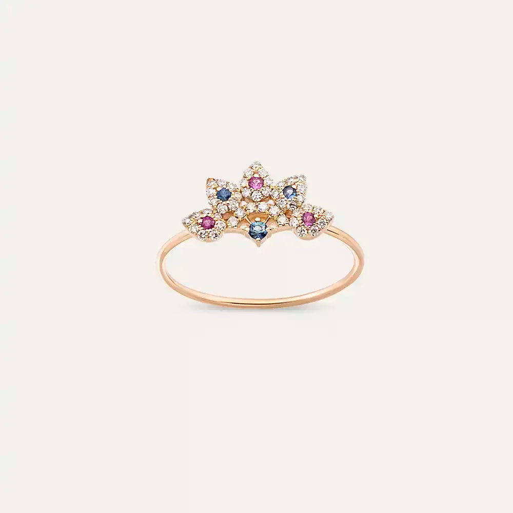 Flare 0.28 CT Multicolor Safir ve Pırlanta Taşlı Yüzük