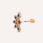 Flare Siyah Pırlanta Taşlı Rose Altın Piercing