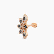 Flare Siyah Pırlanta Taşlı Rose Altın Piercing