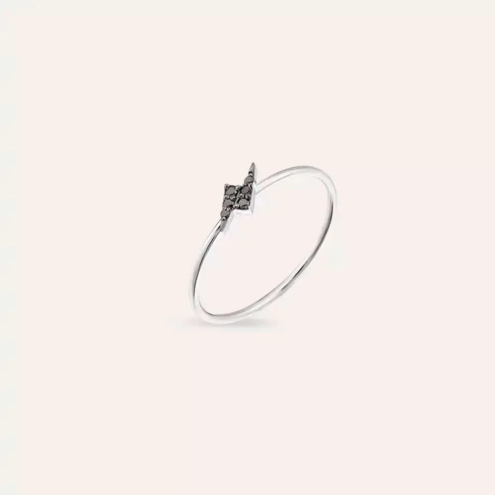 Flash 0.05 CT Siyah Pırlanta Taşlı Beyaz Altın Yüzük