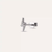 Bolt Pırlanta Taşlı Beyaz Altın Tek Küpe