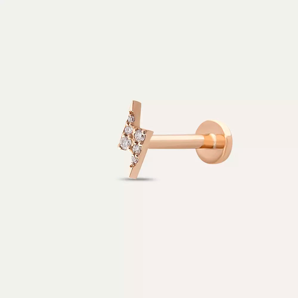 Bolt Rose Pırlanta Taşlı Piercing