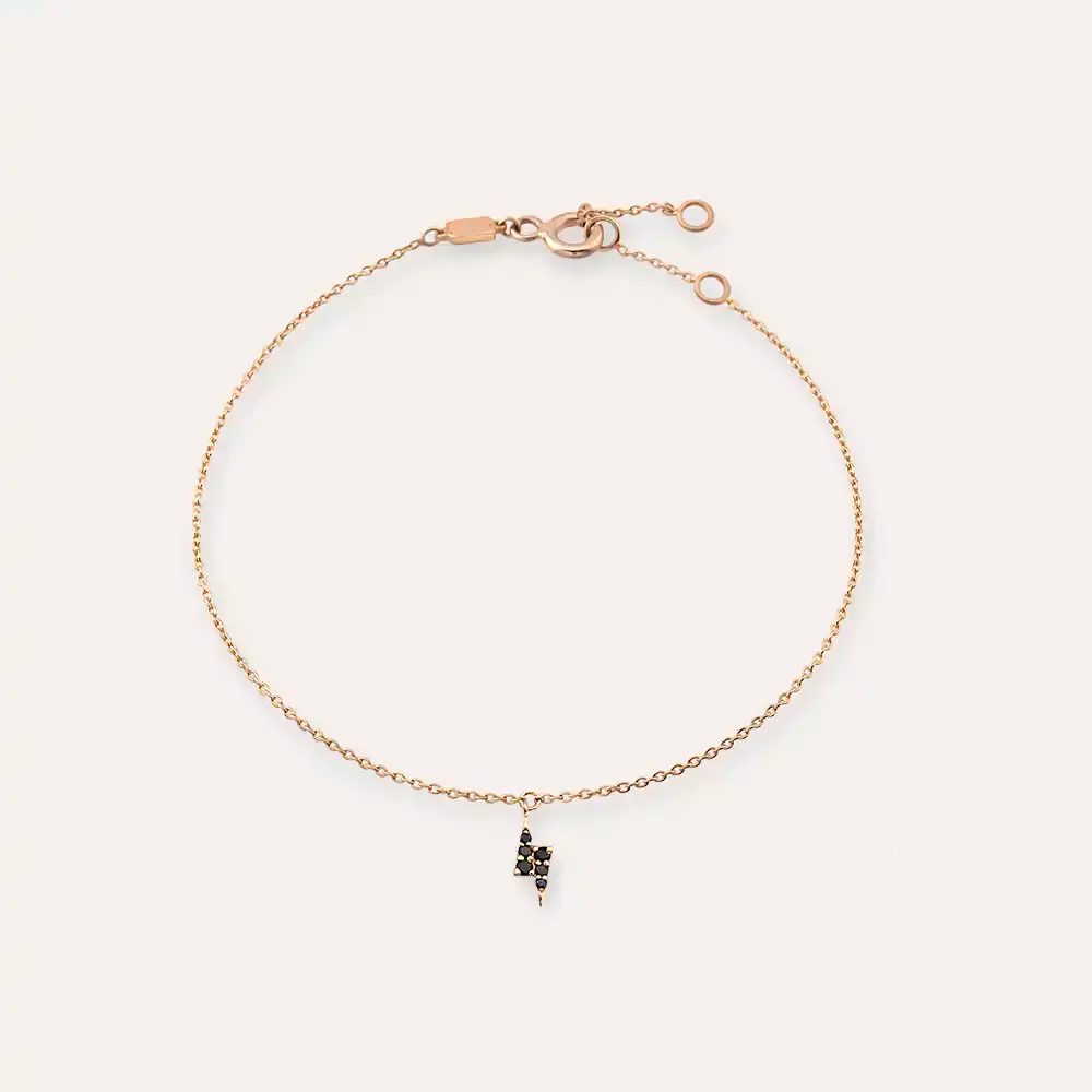 Flash Siyah Pırlanta Taşlı Rose Altın Halhal