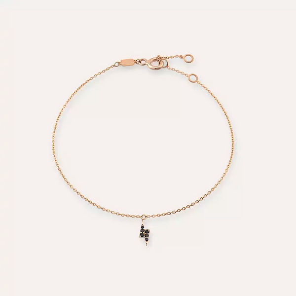 Flash Siyah Pırlanta Taşlı Rose Altın Halhal