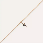 Flash Siyah Pırlanta Taşlı Rose Altın Halhal