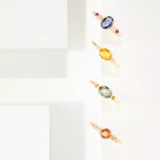 Fleshy Pırlanta ve Multicolor Safir Taşlı Rose Altın Yüzük