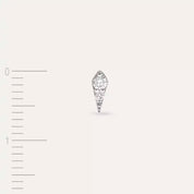 Flon Baget Kesim Pırlanta Taşlı Beyaz Altın Tek Küpe