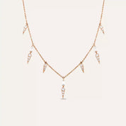 Flon Baget Kesim Pırlanta Taşlı Rose Altın Kolye