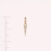 Flon Baget Kesim Pırlanta Taşlı Rose Altın Tek Küpe