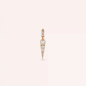 Flon Baget Kesim Pırlanta Taşlı Rose Altın Tek Küpe