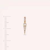 Flon Baget Kesim Pırlanta Taşlı Rose Altın Tek Küpe