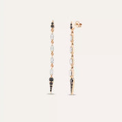 Flon Siyah Pırlanta ve Baget Pırlanta Taşlı Küpe