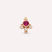 Flores Yakut ve Pırlanta Taşlı Rose Altın Piercing