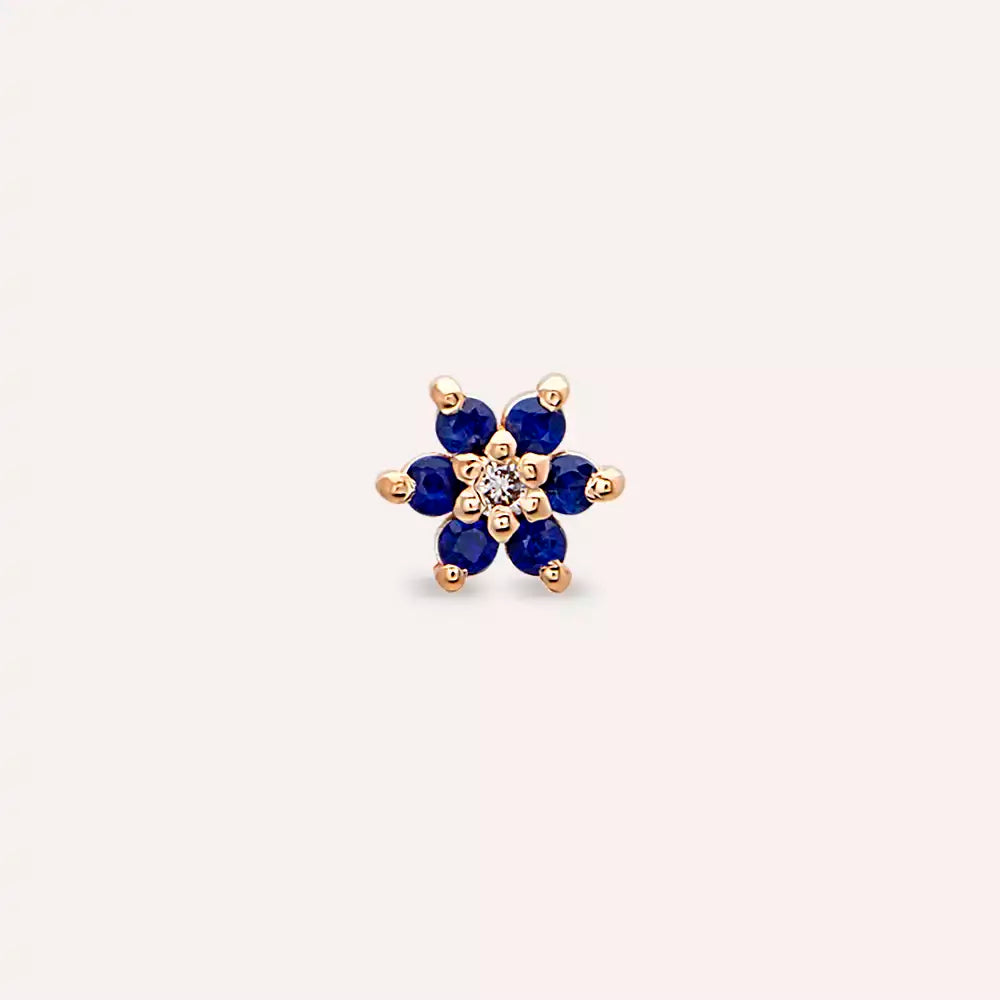 Florin Safir ve Pırlanta Taşlı Rose Altın Piercing