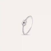 Clover Pırlanta Taşlı Beyaz Altın Yonca Yüzük