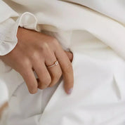 Clover Pırlanta Taşlı Rose Altın Yonca Yüzük