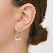 Fringe Pırlanta Taşlı Sarı Altın Piercing