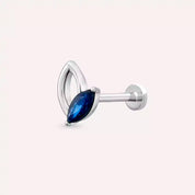 Frond Blue Safir Taşlı Beyaz Altın Piercing