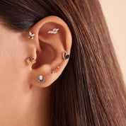 Frond Blue Safir Taşlı Rose Altın Piercing