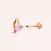 Frond Pink Safir Taşlı Rose Altın Piercing