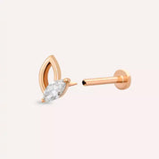 Frond Pırlanta Taşlı Rose Altın Piercing